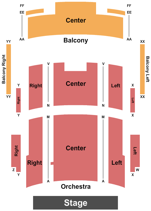 Moody Performance Hall Seating Chart: End Stage