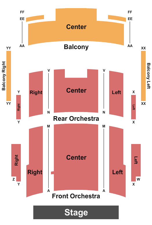 Moody Performance Hall Seating Chart: End Stage