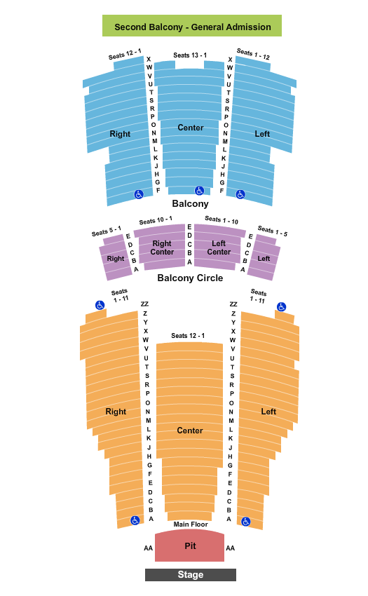Moore Theatre - WA Seating Chart: Endstage No YY