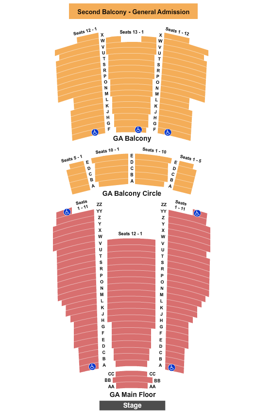 Moore Theatre - WA Seating Chart: GA Floor Ga Balc