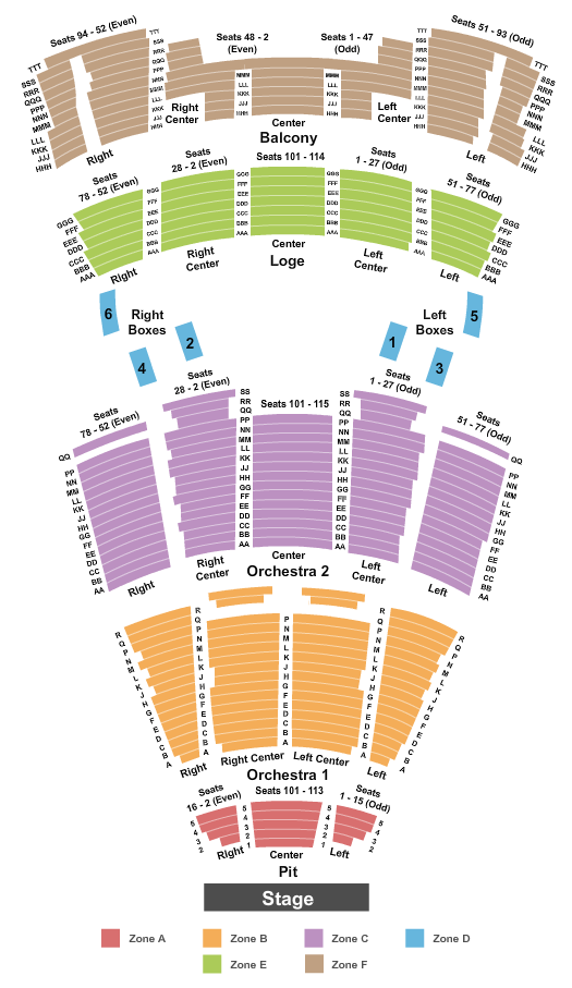 Moran Theater at Times Union Ctr Perf Arts Seating Chart: Endstage Pit Int Zone