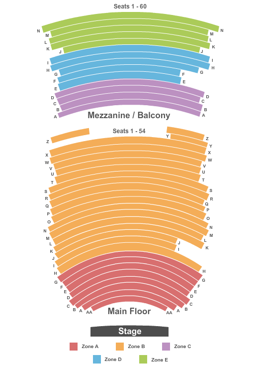 Morrison Center For The Performing Arts Seating Chart: End Stage No Pit Zone