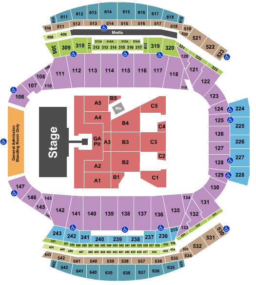 Mosaic Stadium Seating Chart: Foo Fighters