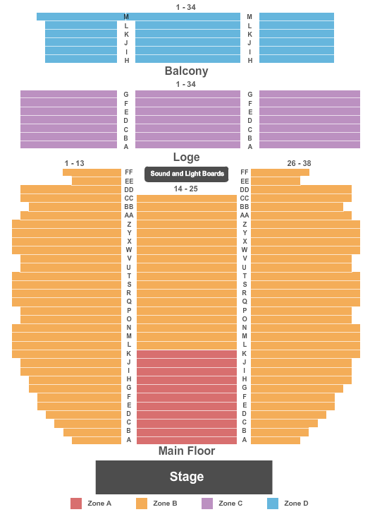 Mount Baker Theatre Seating Chart: End Stage Zone