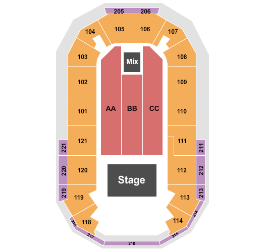 Hero Arena At Mountain America Center Seating Chart: Endstage