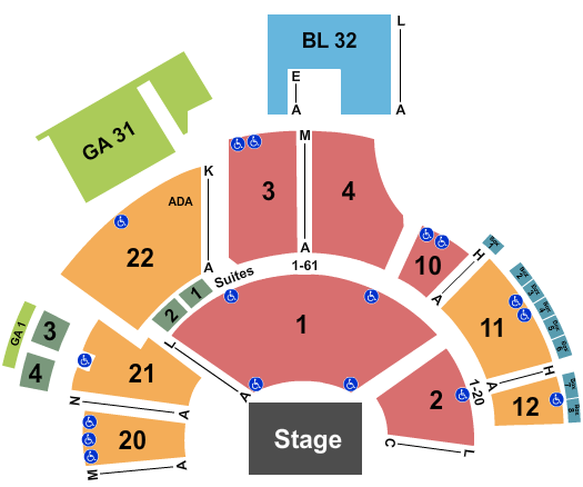 Mountain Winery Seating Chart: End Stage