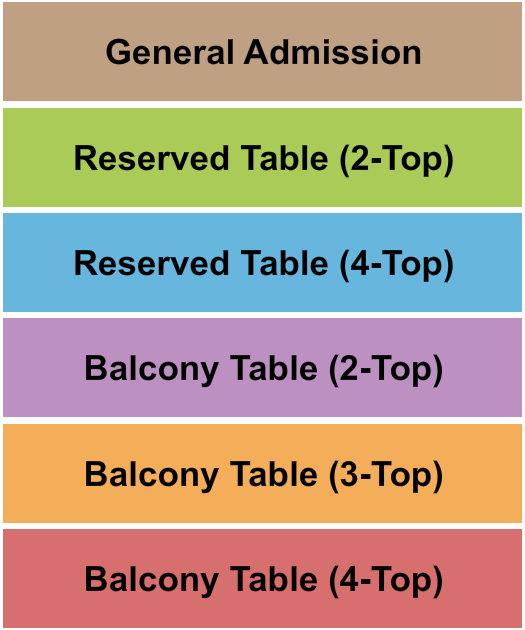 Moxi Theater Seating Chart: GA/Tables 2-4/Balc Tb 2-3-4