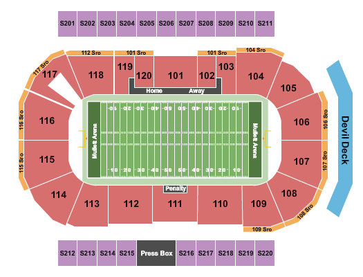 Mullett Arena Seating Chart: Football