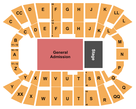 Mullins Center Seating Chart: Endstage GA Floor 2