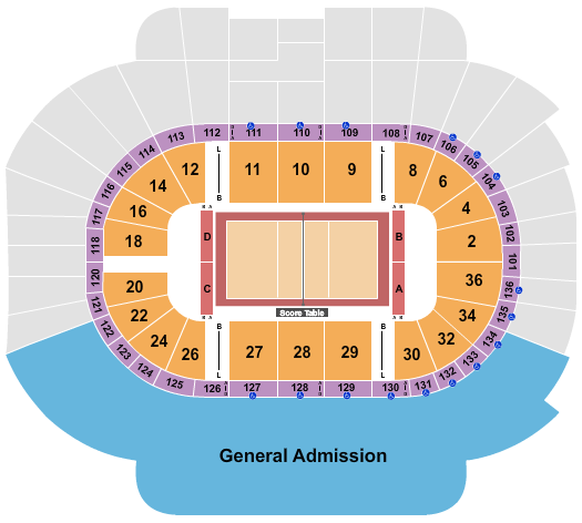 Municipal Auditorium Arena - Kansas City Seating Chart: Volleyball with GA