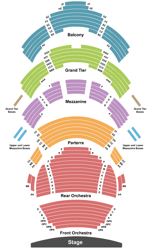 Muriel Kauffman Theatre - Kauffman Center for the Performing Arts Seating Chart: Endstage-Zone