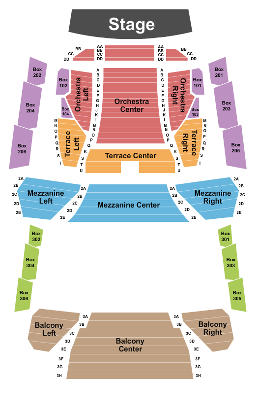 Musco Center for the Arts - Chapman University Seating Chart: End Stage