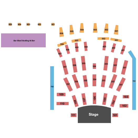 Music Box Supper Club Seating Chart: End Stage