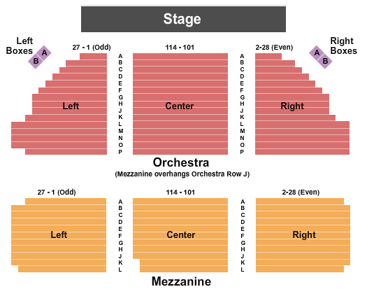 Music Box Theatre - NY Seating Chart: End Stage