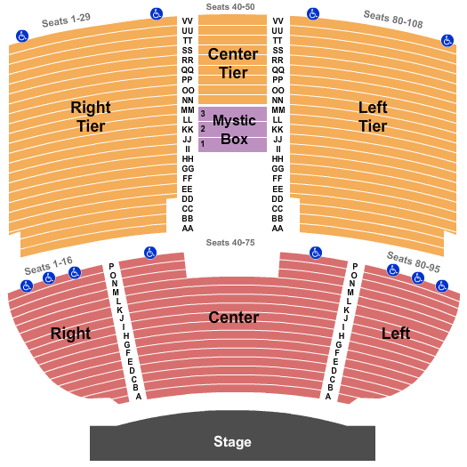 Mystic Lake Showroom Seating Chart: End Stage