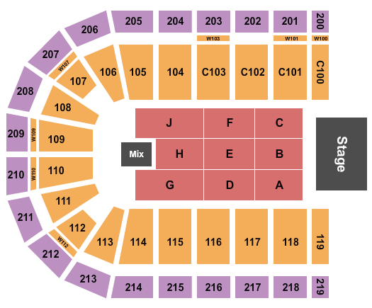 NOW Arena Seating Chart: Endstage A-H, No I