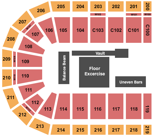 NOW Arena Seating Chart: Gymnastics