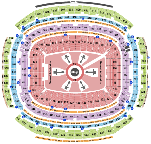 NRG Stadium Seating Chart: Metallica Rows