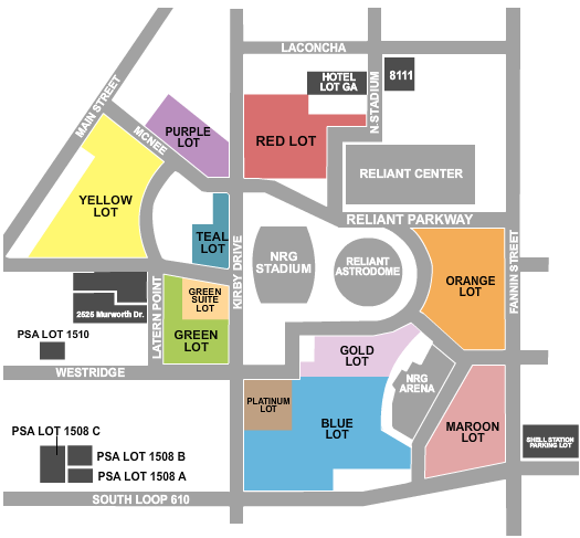 NRG Stadium Parking Lots Seating Chart: Parking Lot