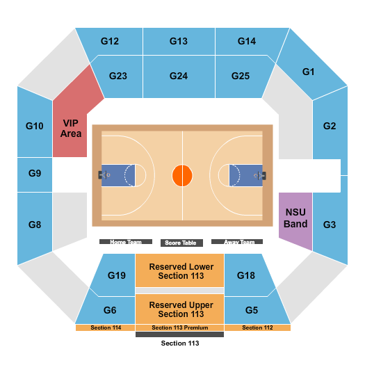 NSU Event Center Seating Chart: Basketball