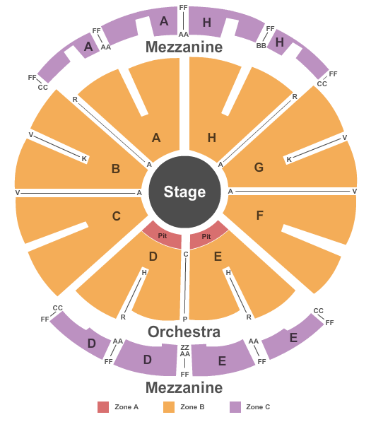 Westbury Music Fair Seating Chart: Center Stage