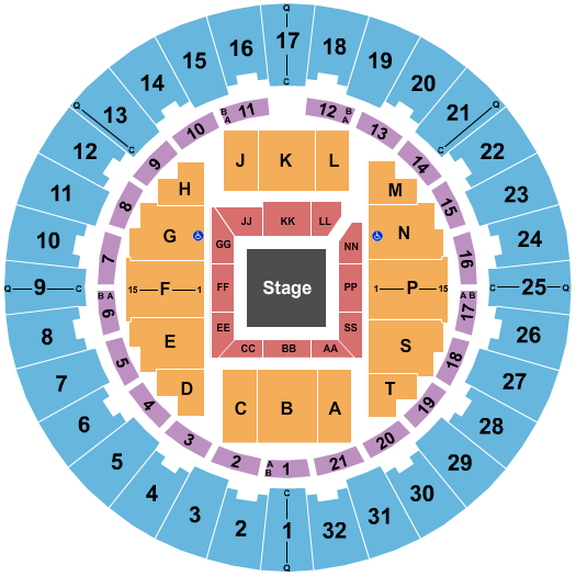 Neal S. Blaisdell Center - Arena Seating Chart: Center Stage