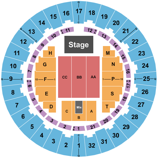 Neal S. Blaisdell Center - Arena Seating Chart: Endstage 6