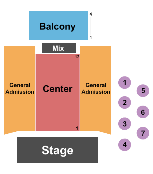Neighborhood Theatre Seating Chart: Endstage RSV/GA Sides 2