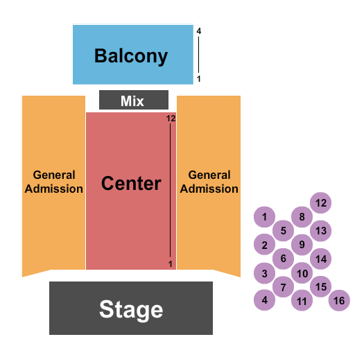 Neighborhood Theatre Seating Chart: Endstage RSV/GA Sides 3