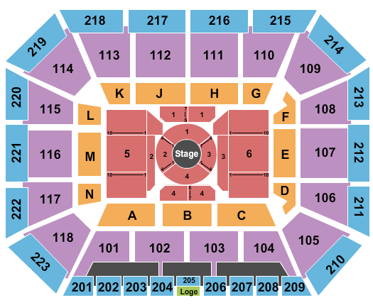 Neville Arena Seating Chart: Center Stage