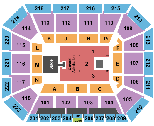 Neville Arena Seating Chart: Endstage GA Pit w/ Catwalk 2