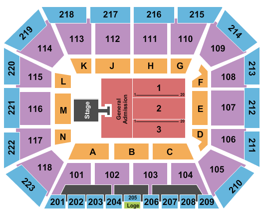 Neville Arena Seating Chart: Endstage GA Pit w/ Catwalk