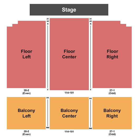New Barn Theatre Seating Chart: End Stage