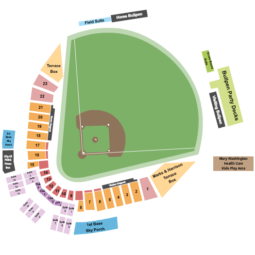 Virginia Credit Union Stadium Seating Chart: Fredericksburg Nationals games