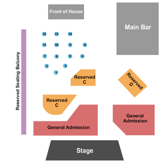 Nile Theater - CA Seating Chart: Endstage GA & Table