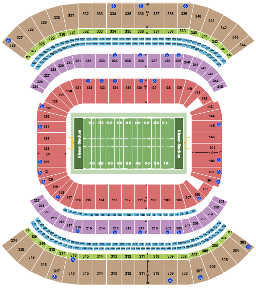 Nissan Stadium - Nashville Seating Chart: Football - Music City Bowl