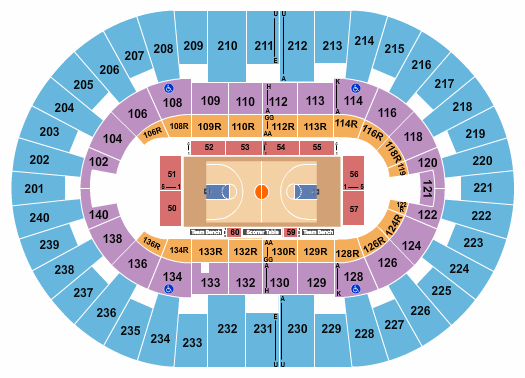North Charleston Coliseum Seating Chart: Basketball 1