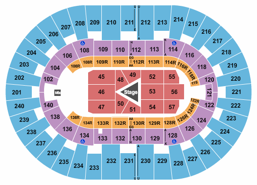 North Charleston Coliseum Seating Chart: Center Stage 2