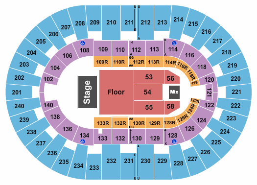 North Charleston Coliseum Seating Chart: Endstage Front GA Floor