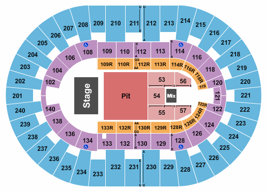 North Charleston Coliseum Seating Chart: Endstage w/Pit