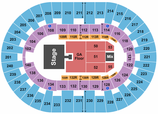 United Spirit Arena Seating Chart Garth Brooks