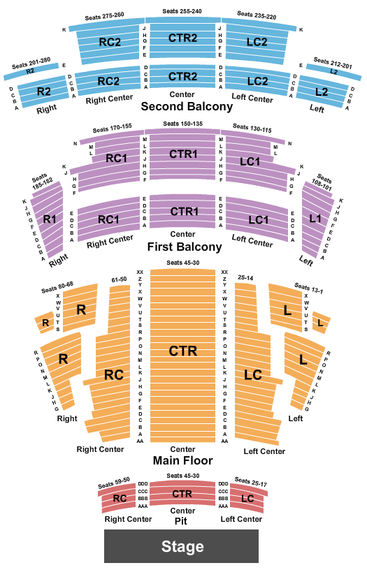 Northern Alberta Jubilee Auditorium Seating Chart: End Stage
