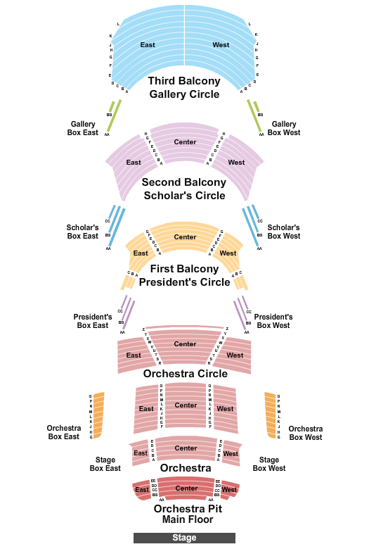 Northrop Auditorium Seating Chart: End Stage