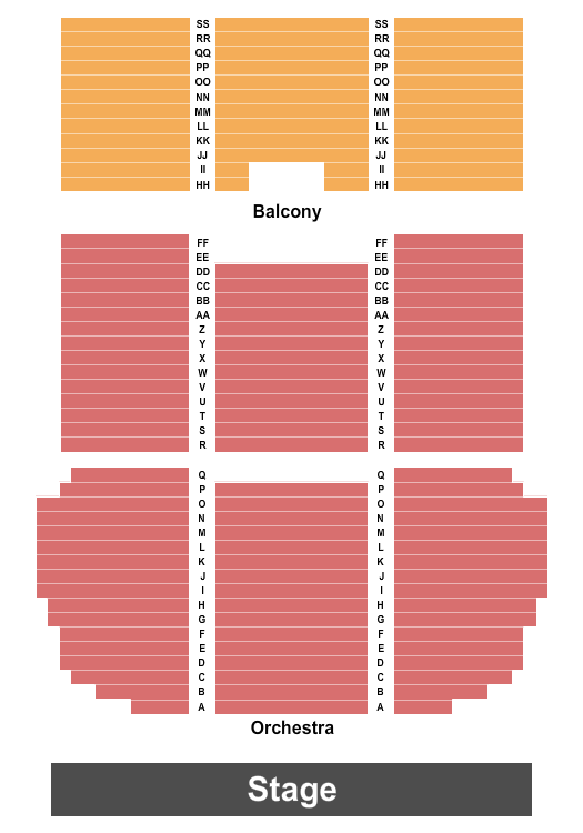 Norton Auditorium Seating Chart: Endstage - Orch & Balcony