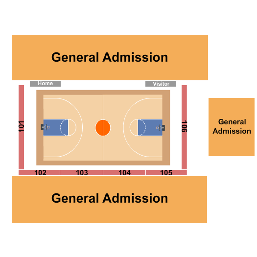 Novant Health Fieldhouse At Greensboro Complex Seating Chart: Basketball - GA & Courtside