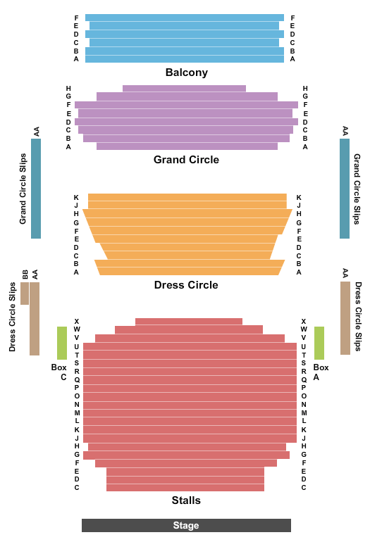 Novello Theatre Seating Chart: End Stage