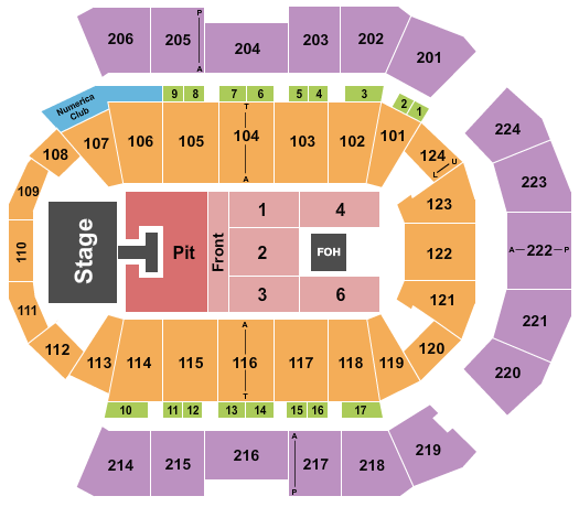 Numerica Veterans Arena Seating Chart: Endstage GA Pit w/Catwalk