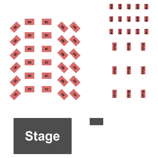 OCC Road House & Museum Seating Chart: Endstage - Tables/ Booth