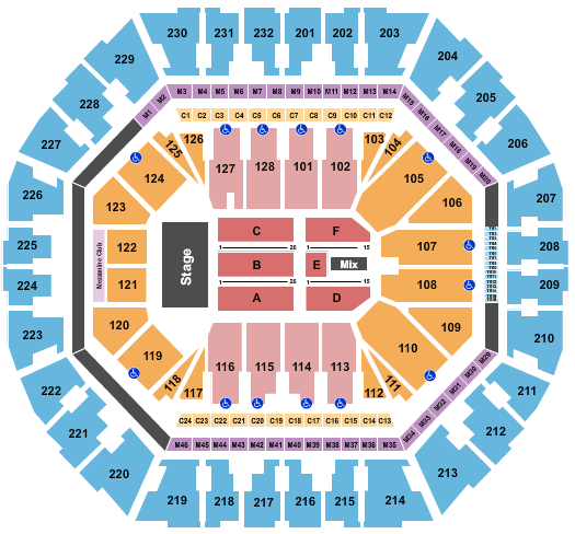 Oakland Arena Seating Chart: End Stage 2