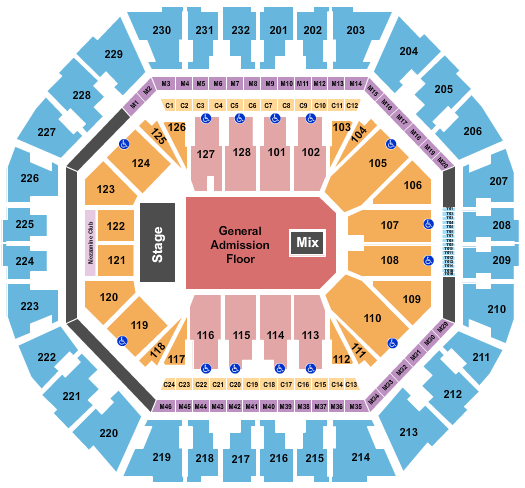 Oakland Arena Seating Chart: End Stage GA Floor